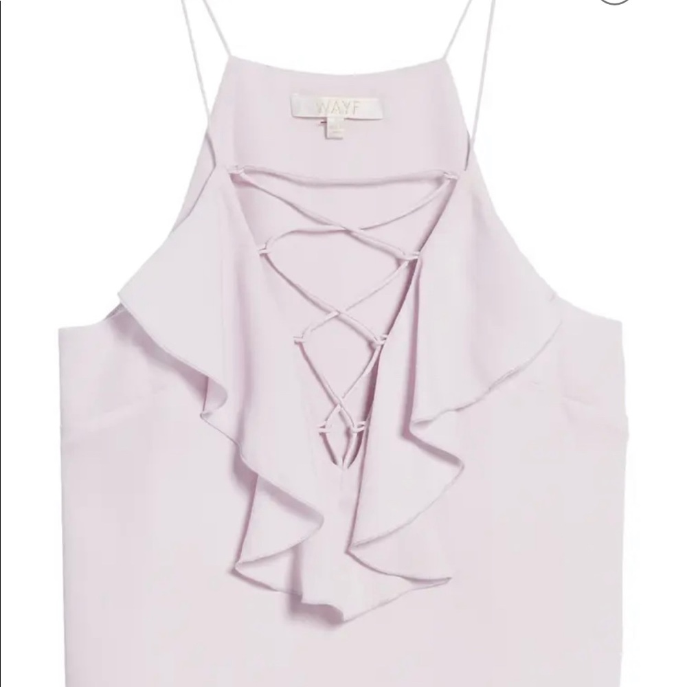 WAYF Lilac Lace-Up Ruffle Cami - Picture 2 of 6